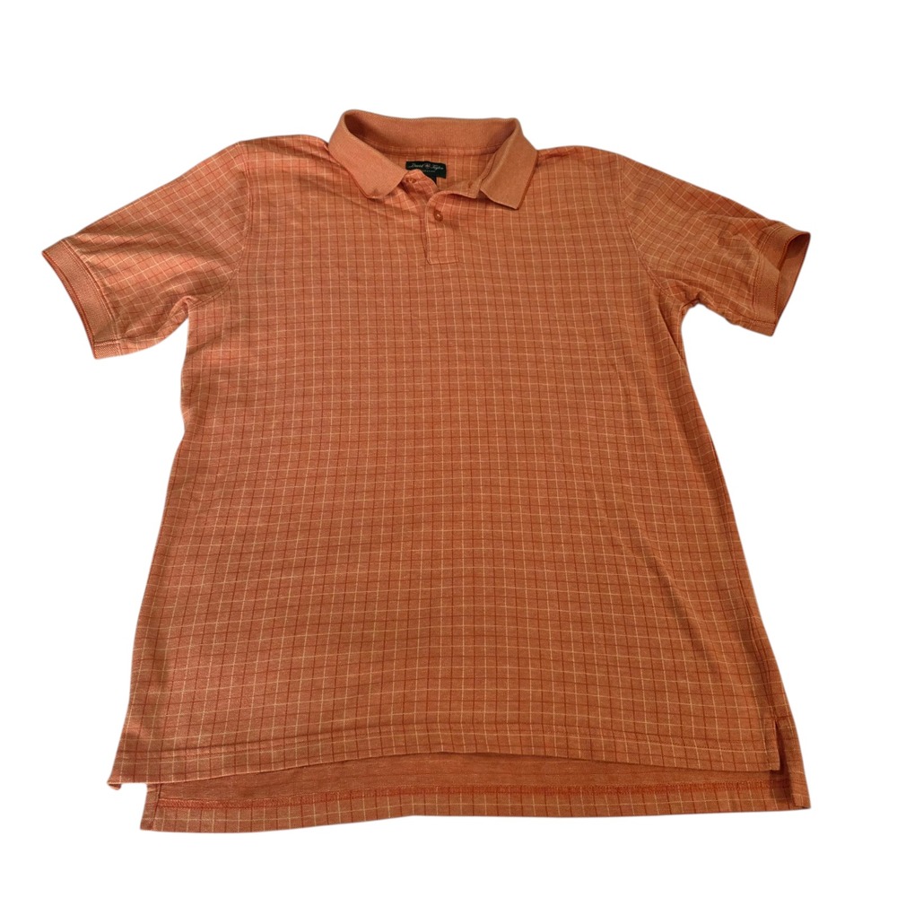 David Taylor Collection Polo Top Mens Orange L Short Sleeve Plaid Knit‎ Classic